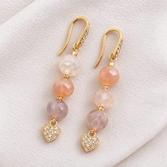 Dabīgo pērļu auskari "Persiku sapnis"